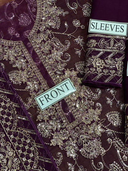 ASIM JOFA EMBROIDERED CHIFFON - 3 PC UNSTITCHED