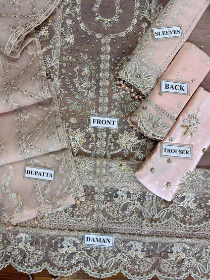 AFROZEH LUXURY WEDDING EMBROIDERED ORGANZA- 3 PC UNSTITCHED