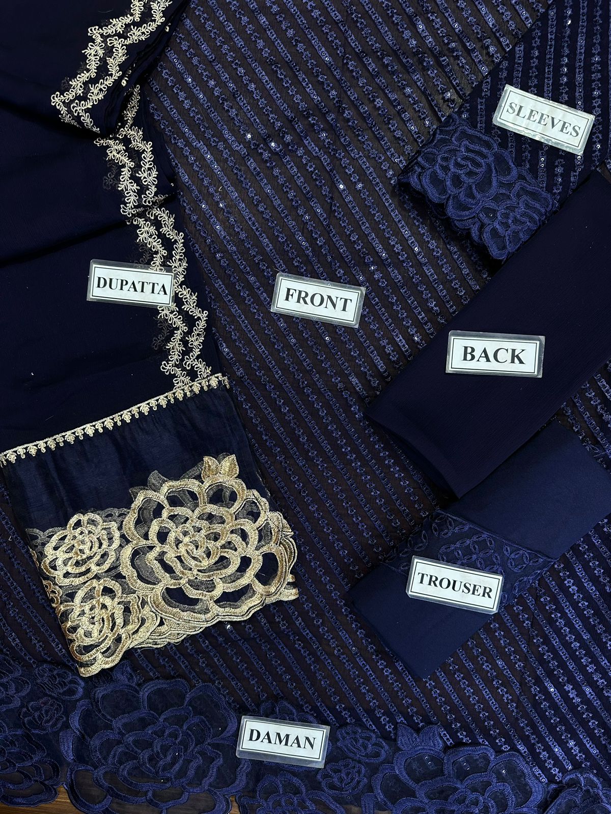 Azure Luxury Semi pure Chiffon Collection 3- PC Unstitched