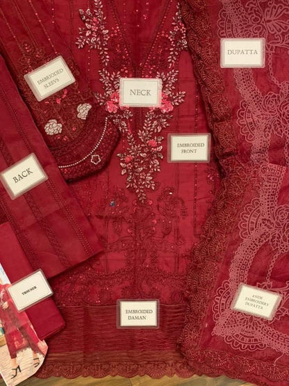 MARIA B LUXURY EMBROIDERED ORGANZA - 3 PC UNSTITCHED