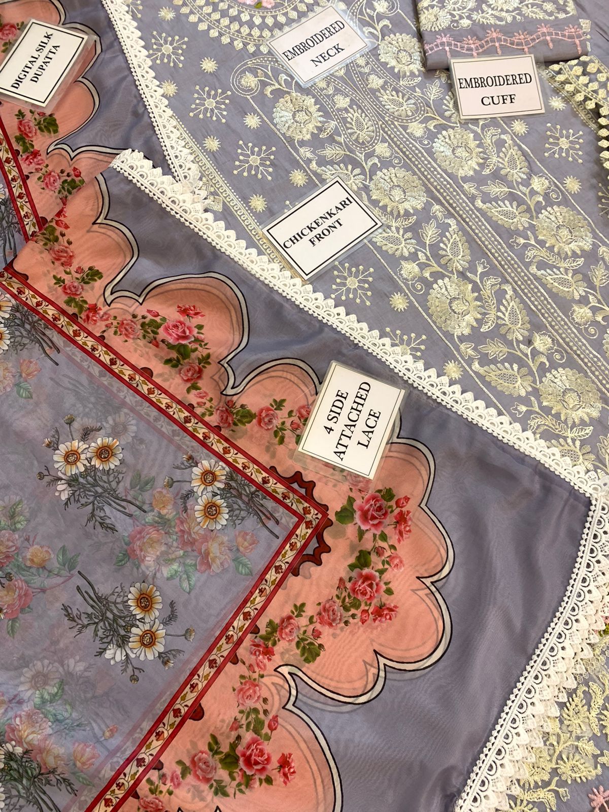 BIN ILYAS LUXURY EMBROIDERED LAWN - 3 PC UNSTITCHED