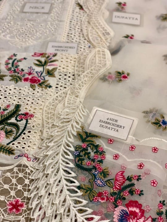 QALAMKAR LUXURY CHIKANKARI EMBROIDERED LAWN - 3 PC UNSTITCHED