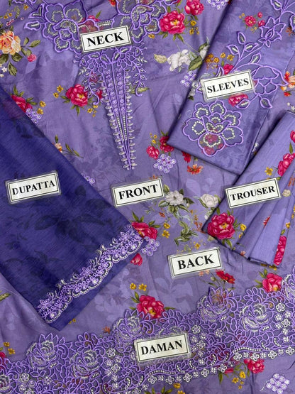 NOOR BY SADIA ASAD LUXURY EMBROIDERED LAWN - 3 PC UNSTITCHED