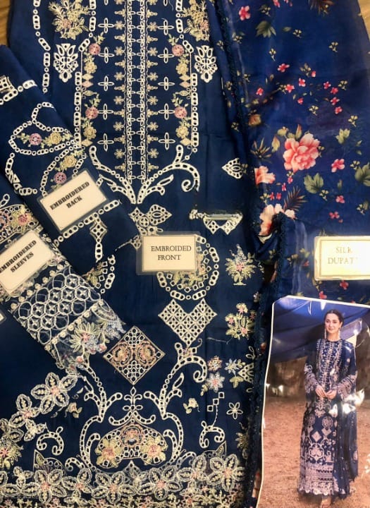 QALAMKAR LUXURY CHIKANKARI EMBROIDERED LAWN - 3 PC UNSTITCHED