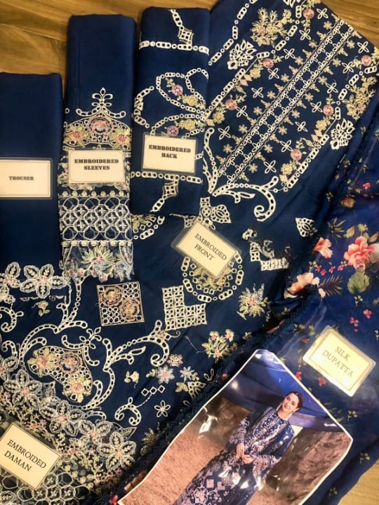 QALAMKAR LUXURY CHIKANKARI EMBROIDERED LAWN - 3 PC UNSTITCHED