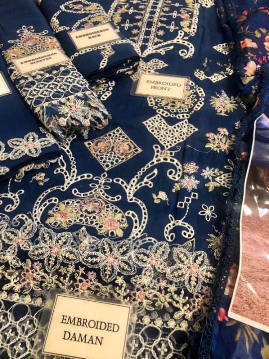 QALAMKAR LUXURY CHIKANKARI EMBROIDERED LAWN - 3 PC UNSTITCHED