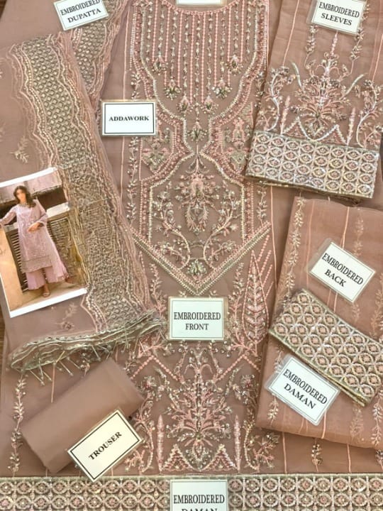 GULAAL LUXURY WEDDING EMBROIDERED ORGANZA - 3 PC UNSTITCHED