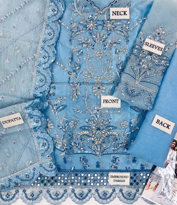 GULAAL LUXURY WEDDING EMBROIDERED ORGANZA - 3 PC UNSTITCHED