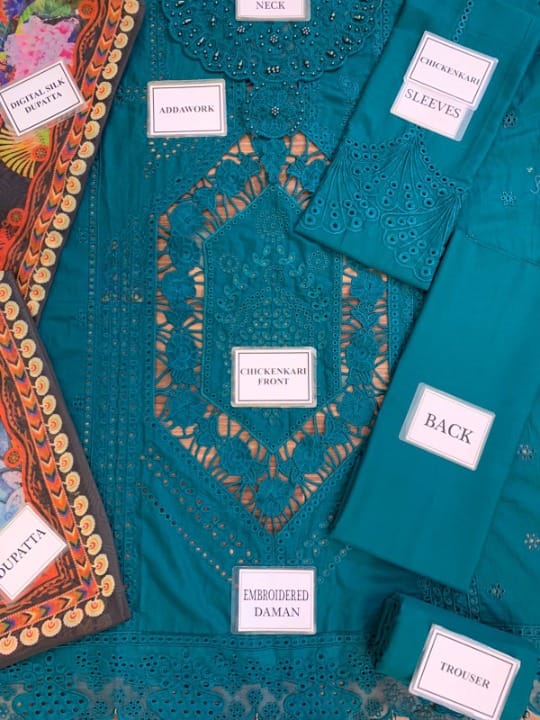BIN ILYAS LUXURY CHIKANKARI EMBROIDERED LAWN - 3 PC UNSTITCHED