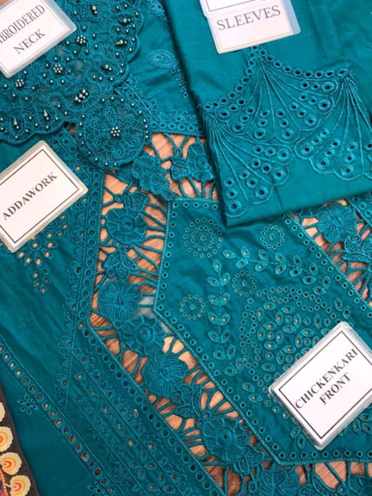 BIN ILYAS LUXURY CHIKANKARI EMBROIDERED LAWN - 3 PC UNSTITCHED