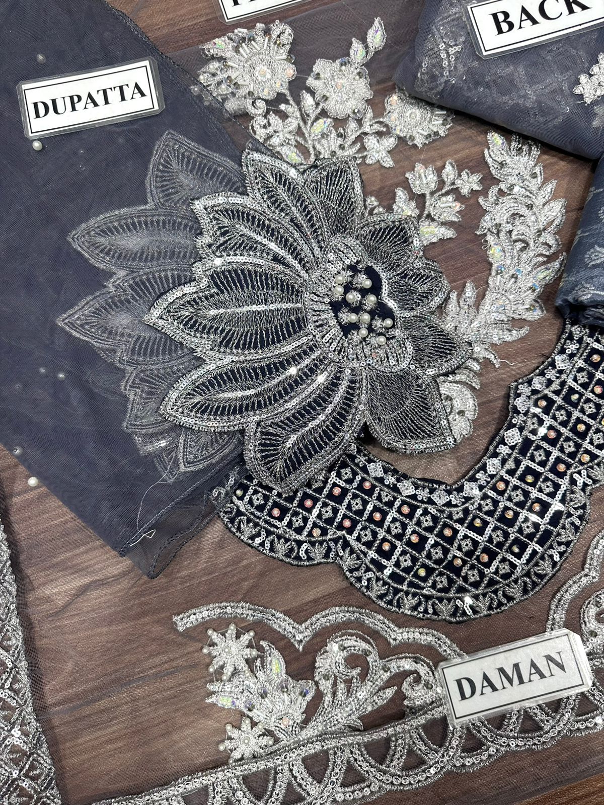 MARYAM HUSSAIN LUXURY WEDDING EMBROIDERED NET - 3 PC UNSTITCHED