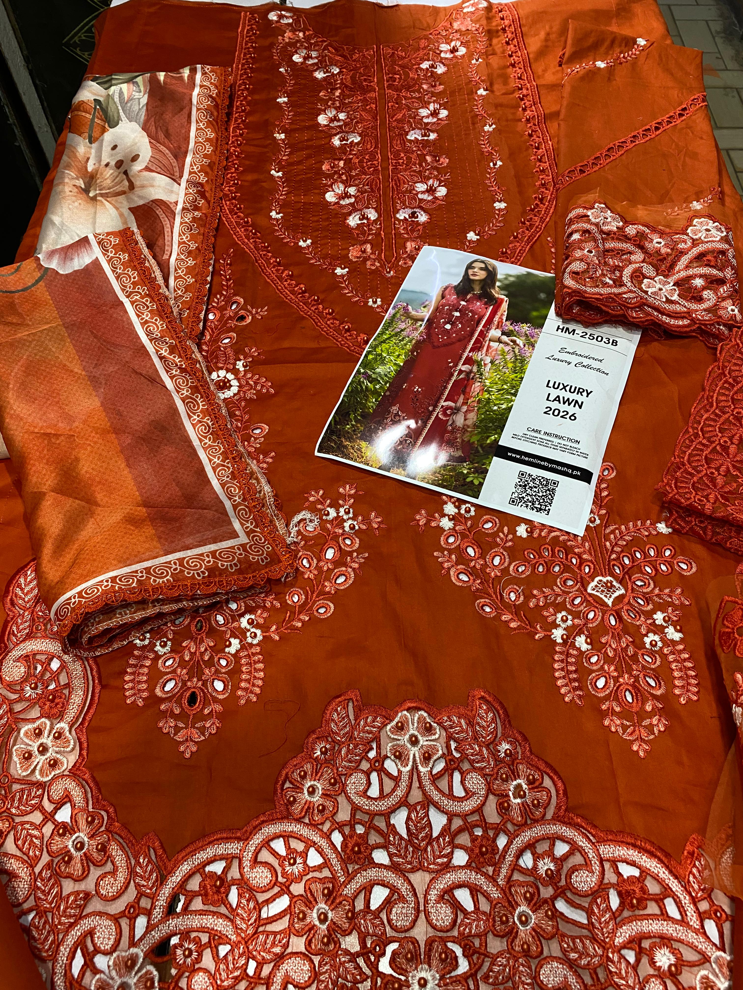 MUSHQ EMBROIDERED LAWN - 3 PC UNSTITCHED