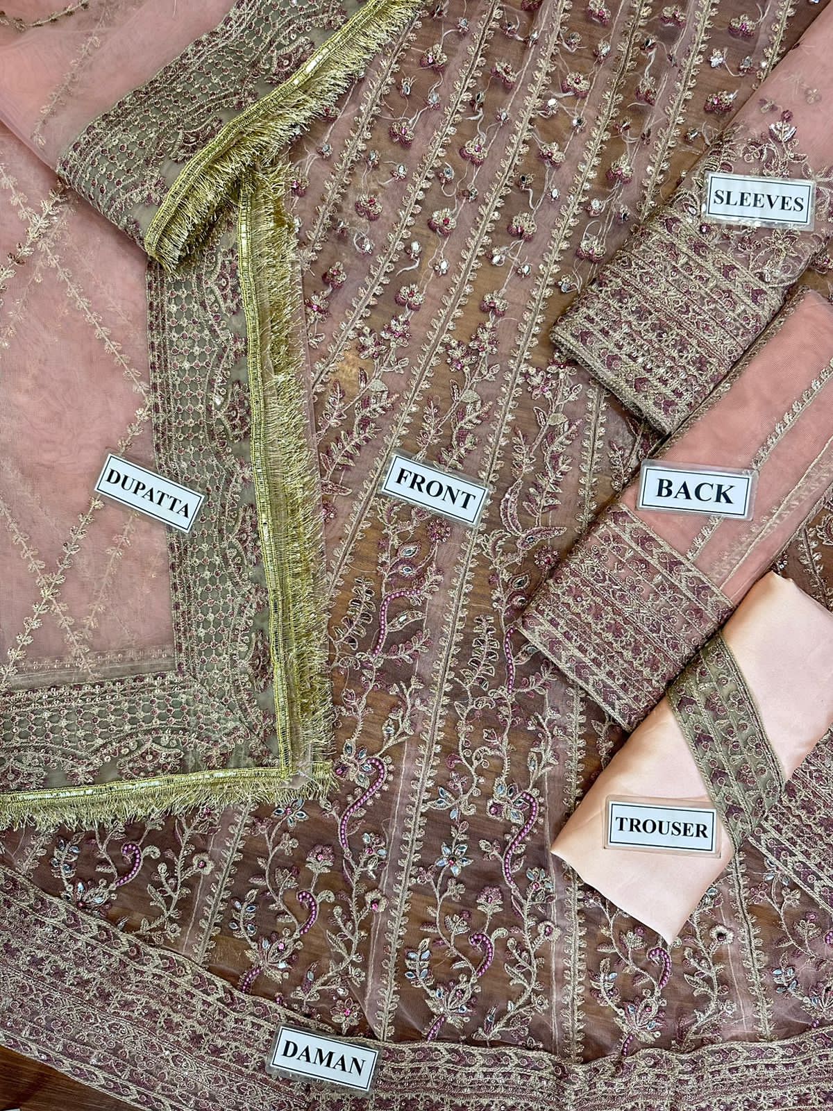 FARASHA LUXURY EMBROIDERED NET FROK - 3 PC UNSTITCHED
