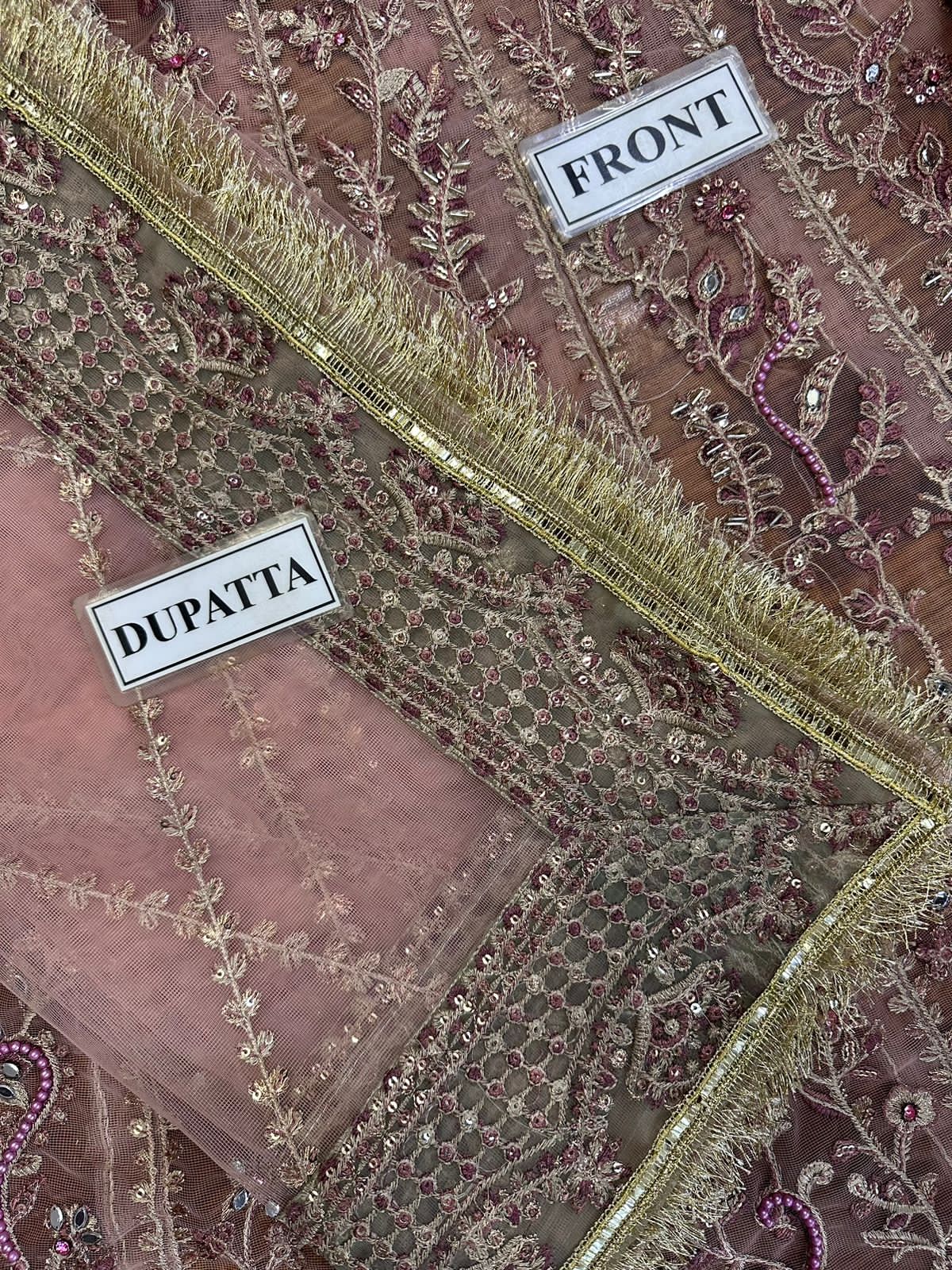 FARASHA LUXURY EMBROIDERED NET FROK - 3 PC UNSTITCHED