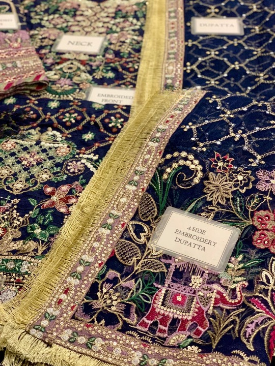 BAROQUE LUXURY WEDDING EMBROIDERED RAW SILK - 3 PC UNSTITCHED