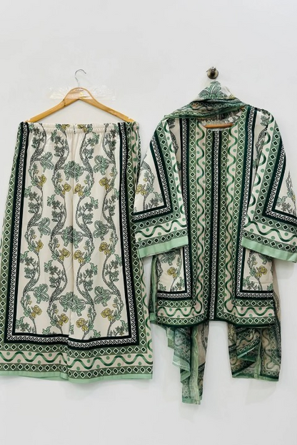HOORAIN’S PRET DIGITAL PRINTED RAW SILK - 3 PC STITCHED