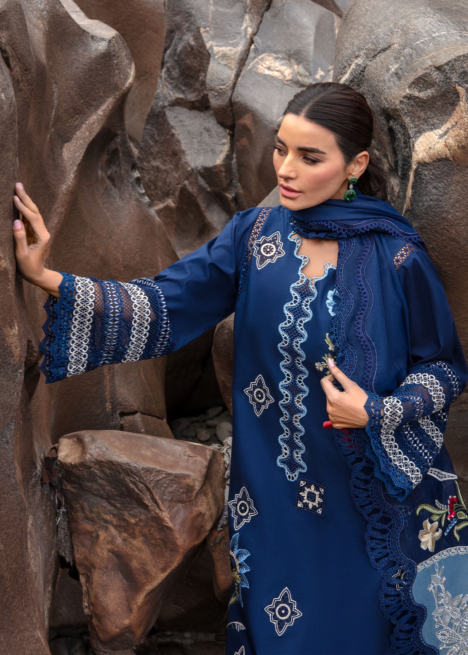 CRIMSON LUXURY CHIKANKARI EMBROIDERED LAWN - 3 PC UNSTITCHED