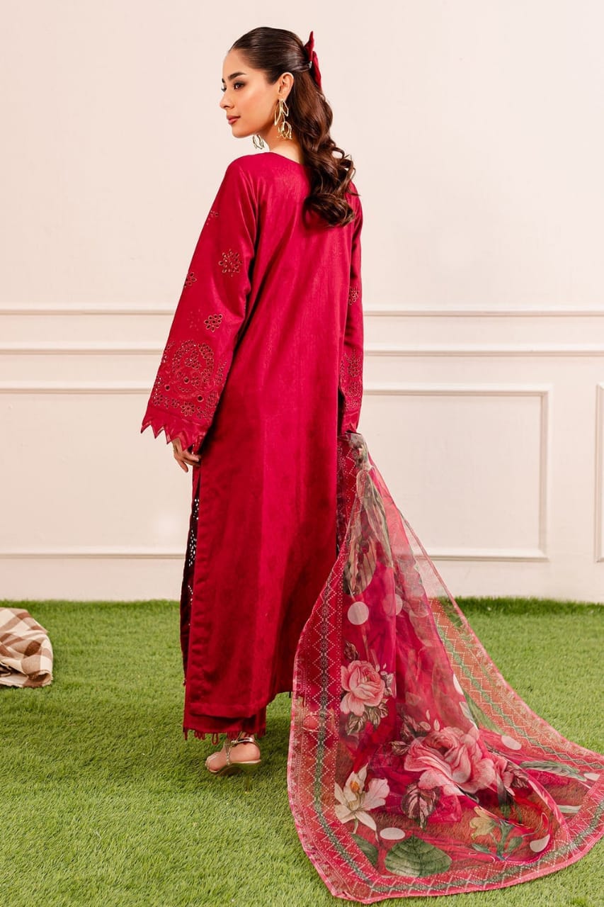 NUREH CHIKANKARI EMBROIDERED LAWN - 3 PC UNSTITCHED