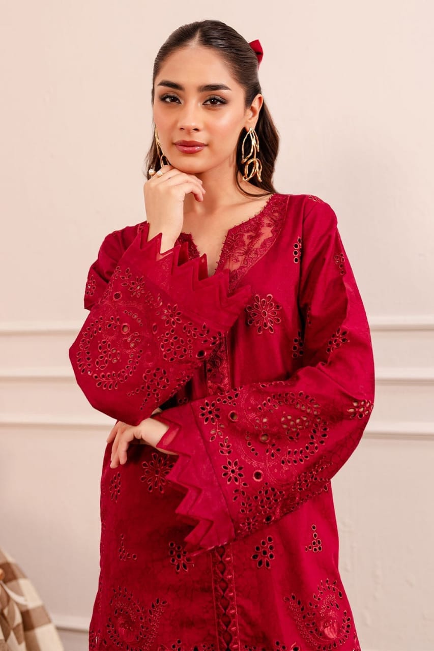 NUREH CHIKANKARI EMBROIDERED LAWN - 3 PC UNSTITCHED