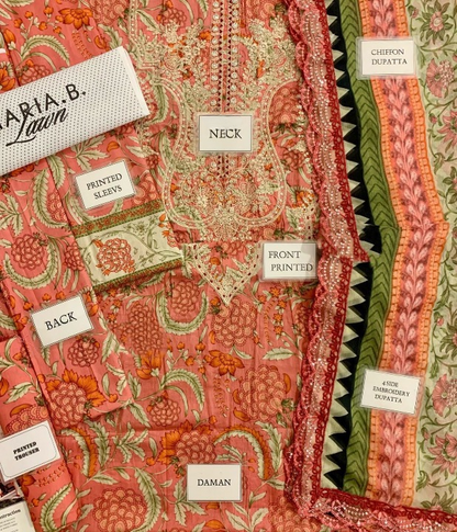 MARIA B FORMALS PRINTED EMBROIDERED LAWN - 3 PC UNSTITCHED
