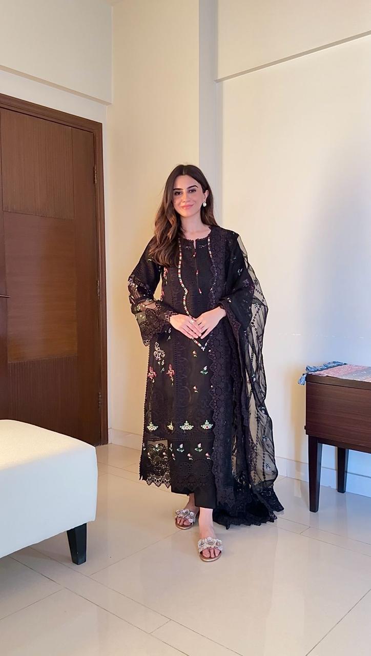 HOORAIN’S PRET LUXURY EMBROIDERED CUTWORK ORGANZA - 3 PC STITCHED