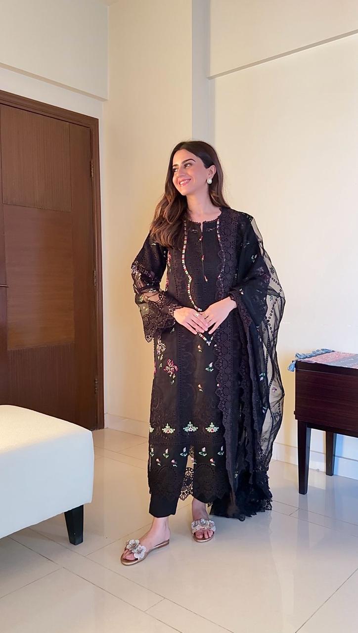HOORAIN’S PRET LUXURY EMBROIDERED CUTWORK ORGANZA - 3 PC STITCHED