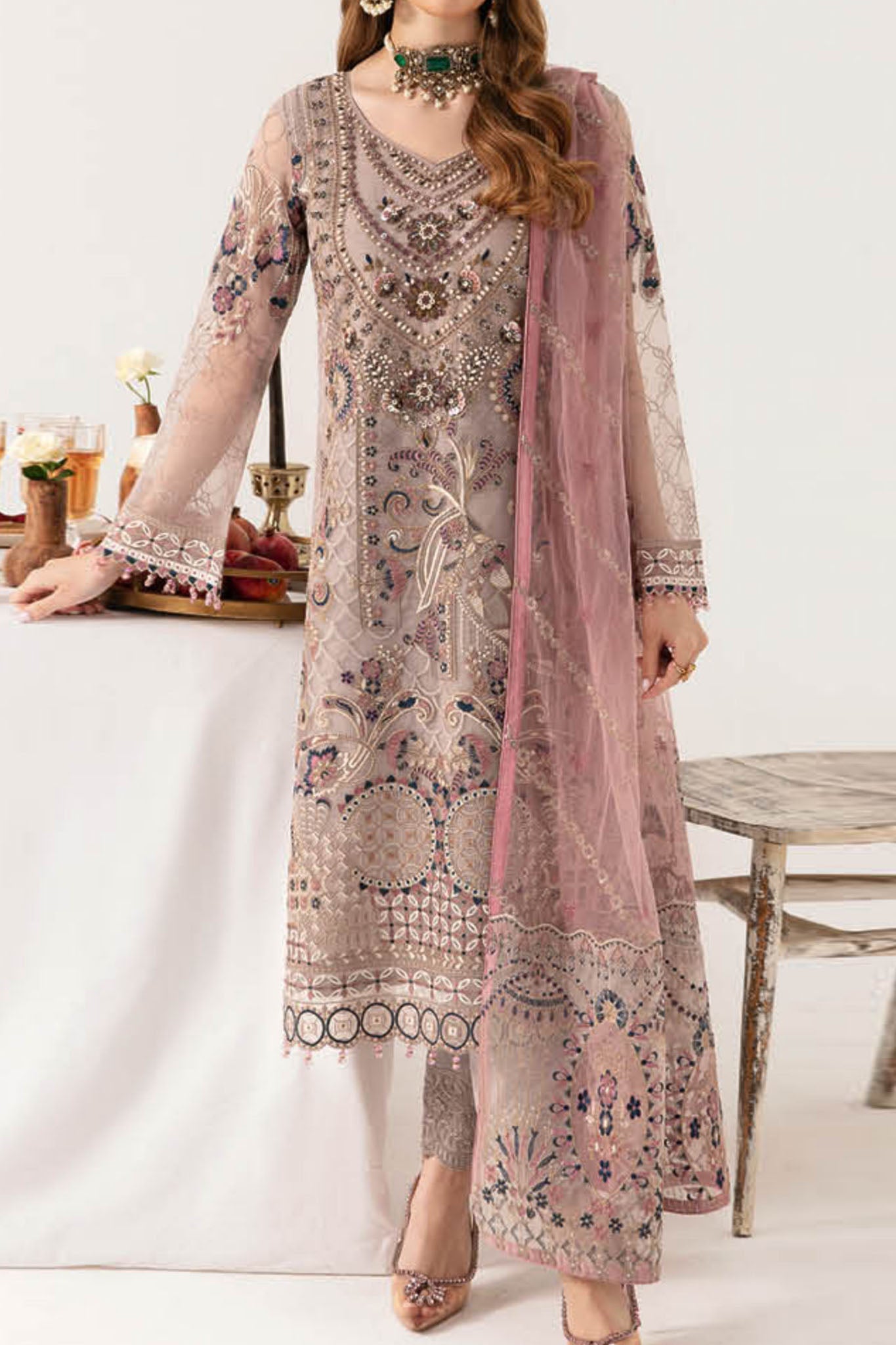 RAMSHA LUXURY EMBROIDERED CHIFFON - 3 PC UNSTITCHED
