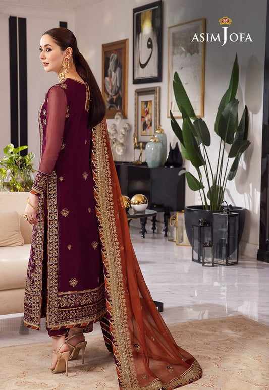 ASIM JOFA LUXURY CHIFFON EMBROIDERED 3 - PC UNSTITCHED
