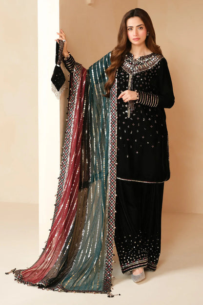 JAZMIN EMBROIDERED VELVET - 3 PC UNSTITCHED