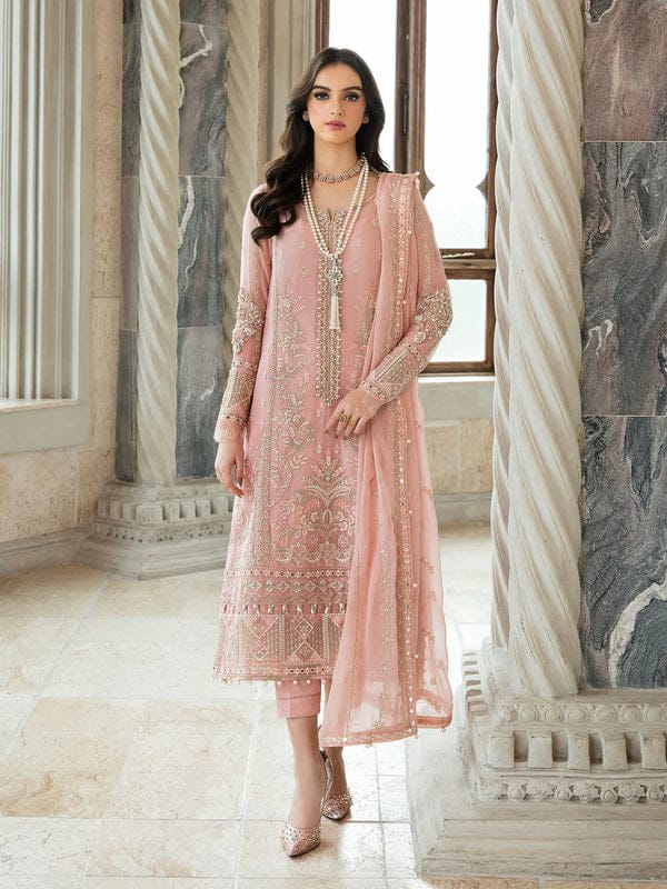 GULAAL LUXURY WEDDING EMBROIDERED SEMI PURE CHIFFON - 3 PC UNSTITCHED