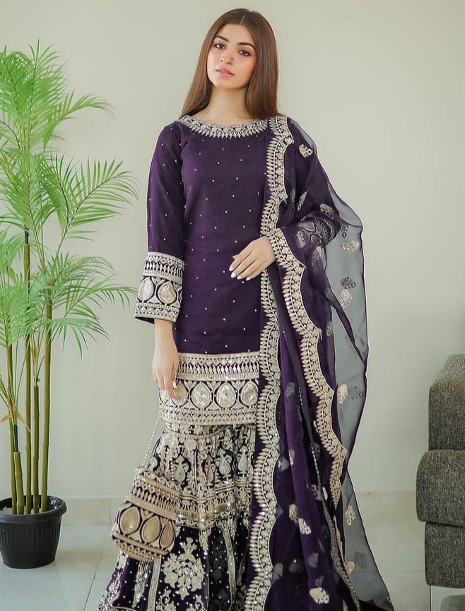 LAAM LUXURY ORGANZA EMBROIDERED 3 - PC UNSTITCHED
