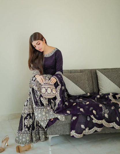 LAAM LUXURY ORGANZA EMBROIDERED 3 - PC UNSTITCHED