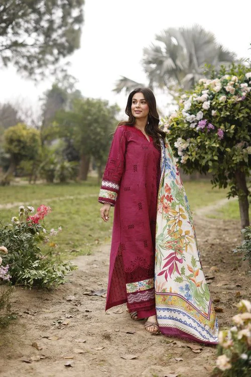 MANARA LUXURY CHIKANKARI EMBROIDERED LAWN - 3 PC UNSTITCHED