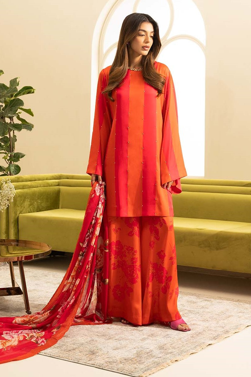 LULUSAR SILK EMBROIDERED DIGITAL PRINTED - 3 PC UNSTITCHED