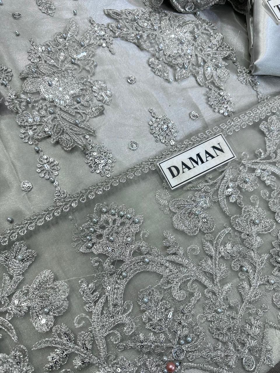 ZAINAB CHOTTANI LUXURY WEDDING EMBROIDERED NET FROK - 3 PC UNSTITCHED