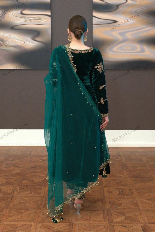 ZAFIRA LUXURY EMBROIDERED VALVET - 3 PC UNSTITCHED