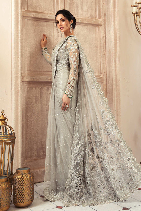 MARIA B LUXURY WEDDING EMBROIDERED SAREE NET - UNSTITCHED
