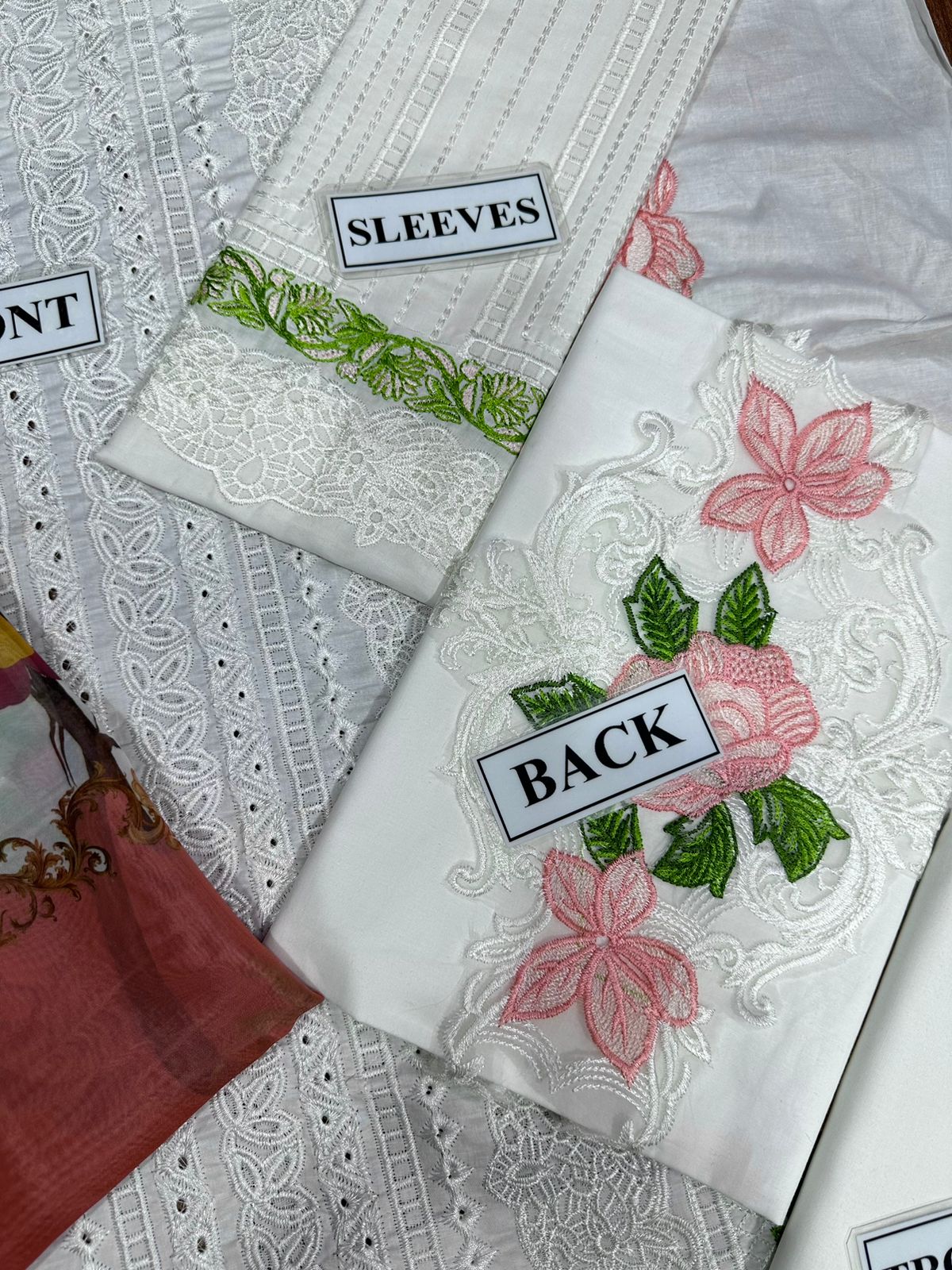 CRIMSON LUXURY CHIKANKARI EMBROIDERED LAWN - 3 PC UNSTITCHED