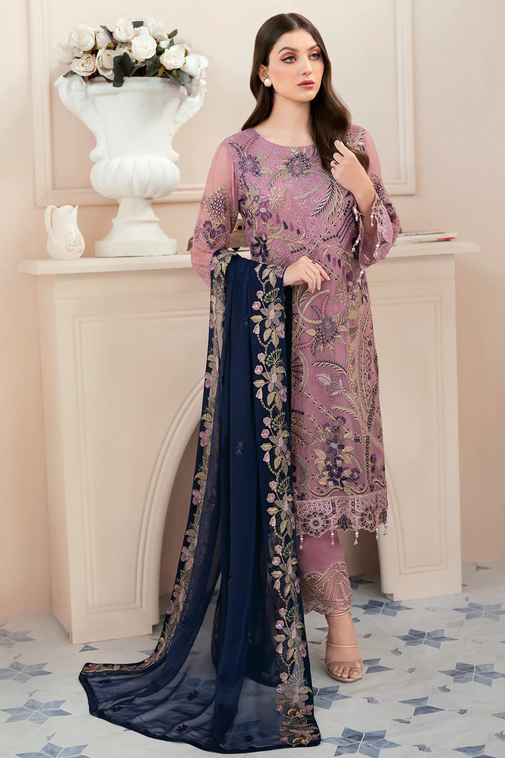 RAMSHA LUXURY EMBROIDERED ORGANZA - 3 PC UNSTITCHED