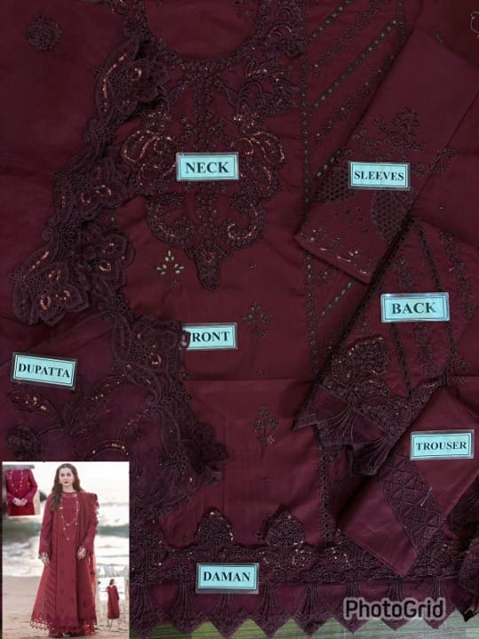 QALAMKAR LUXURY CHIKANKARI EMBROIDERED LAWN - 3 PC UNSTITCHED
