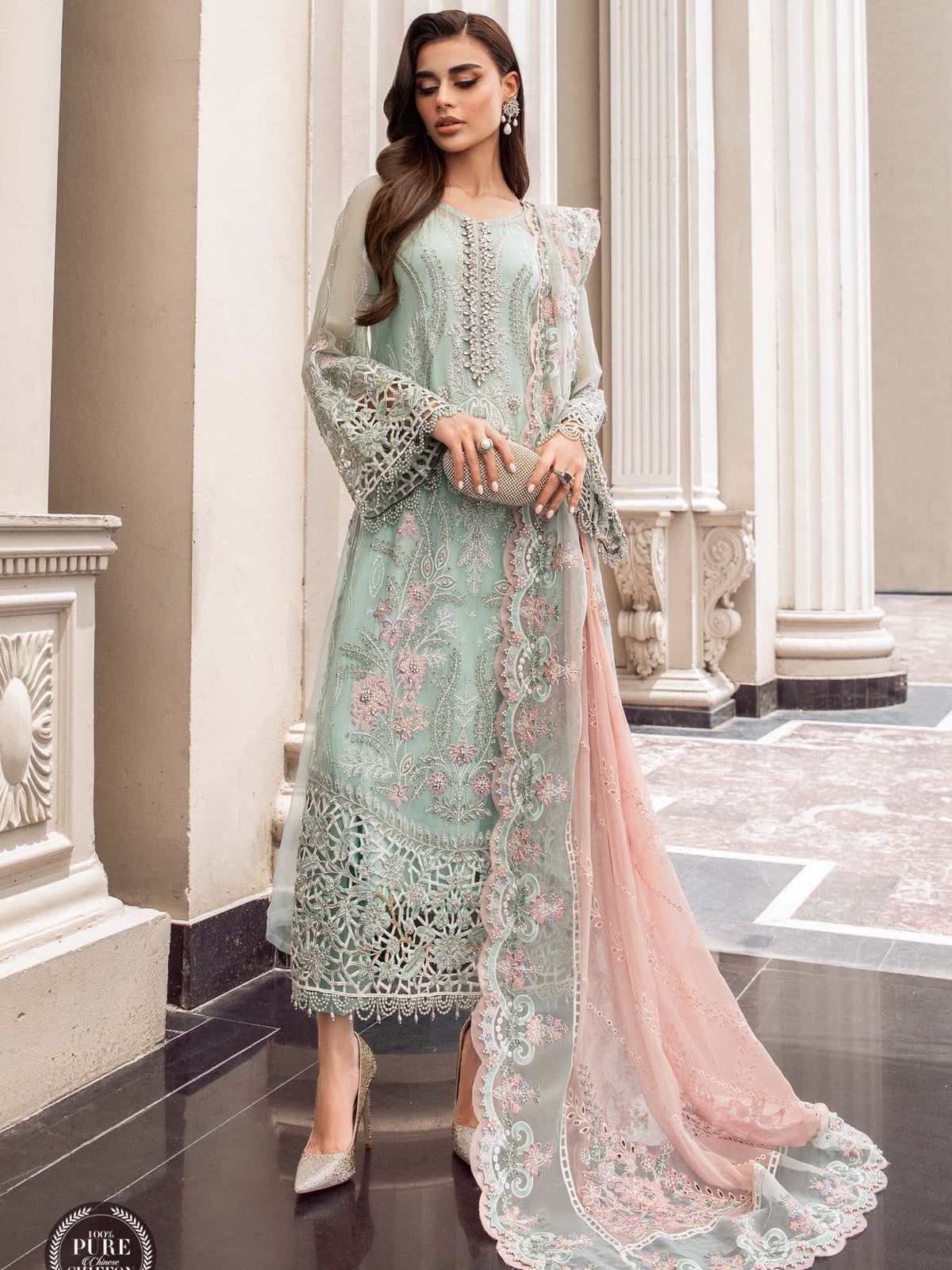 MARIA B LUXURY WEDDING EMBROIDERED CHIFFON - 3 PC UNSTITCHED