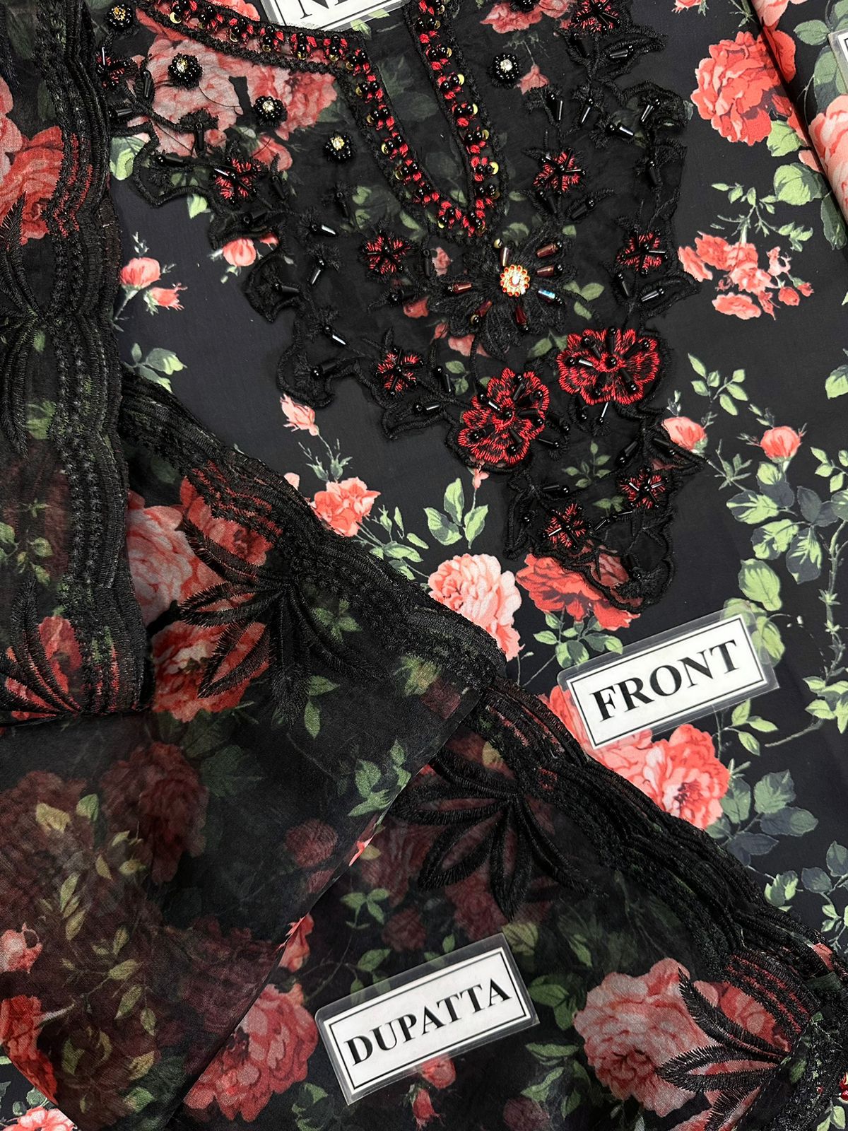 FLORAL EMBROIDERED SWISS LAWN - 3 PC UNSTITCHED