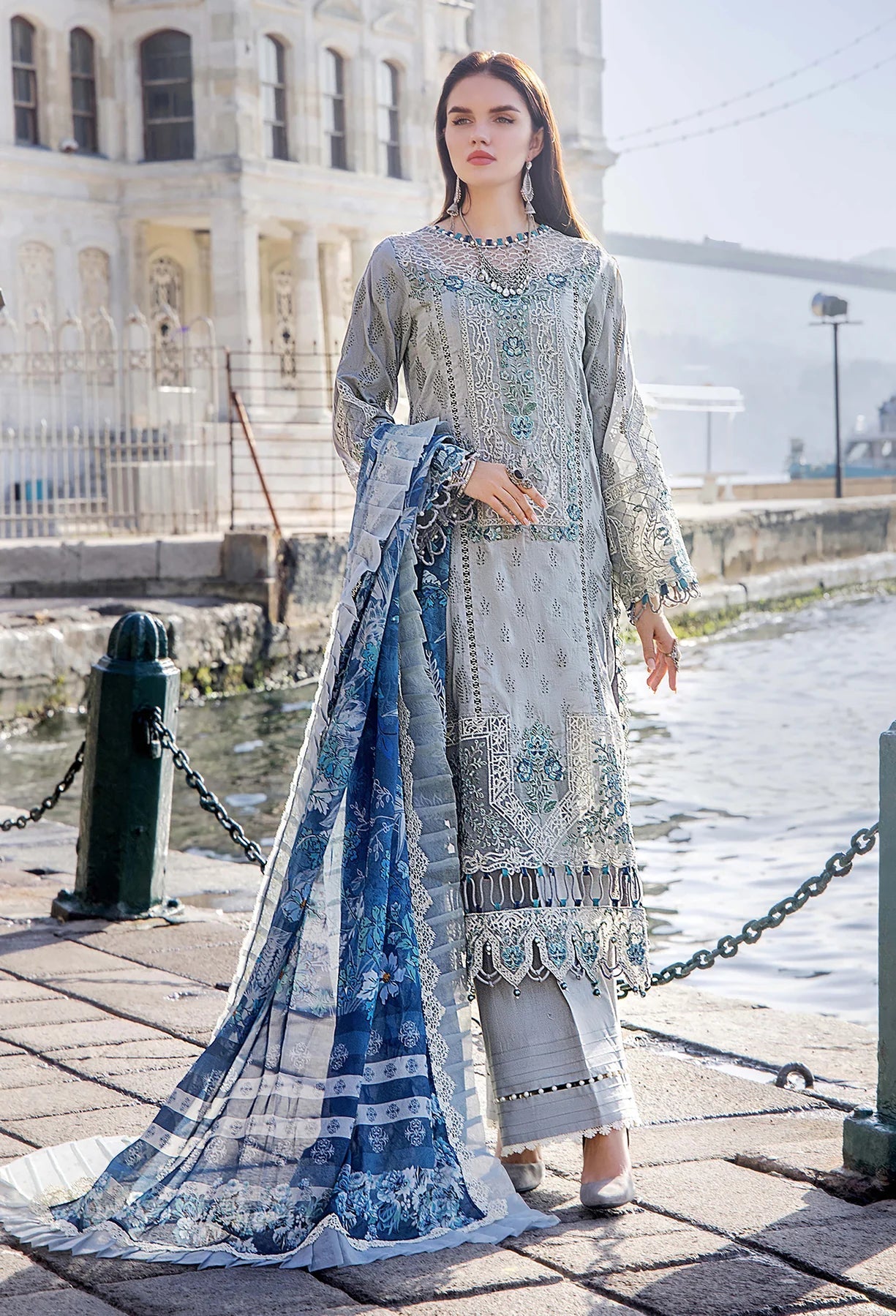 ADNAN LIBAS LUXURY CHIKANKARI EMBROIDERED LAWN - 3 PC UNSTITCHED