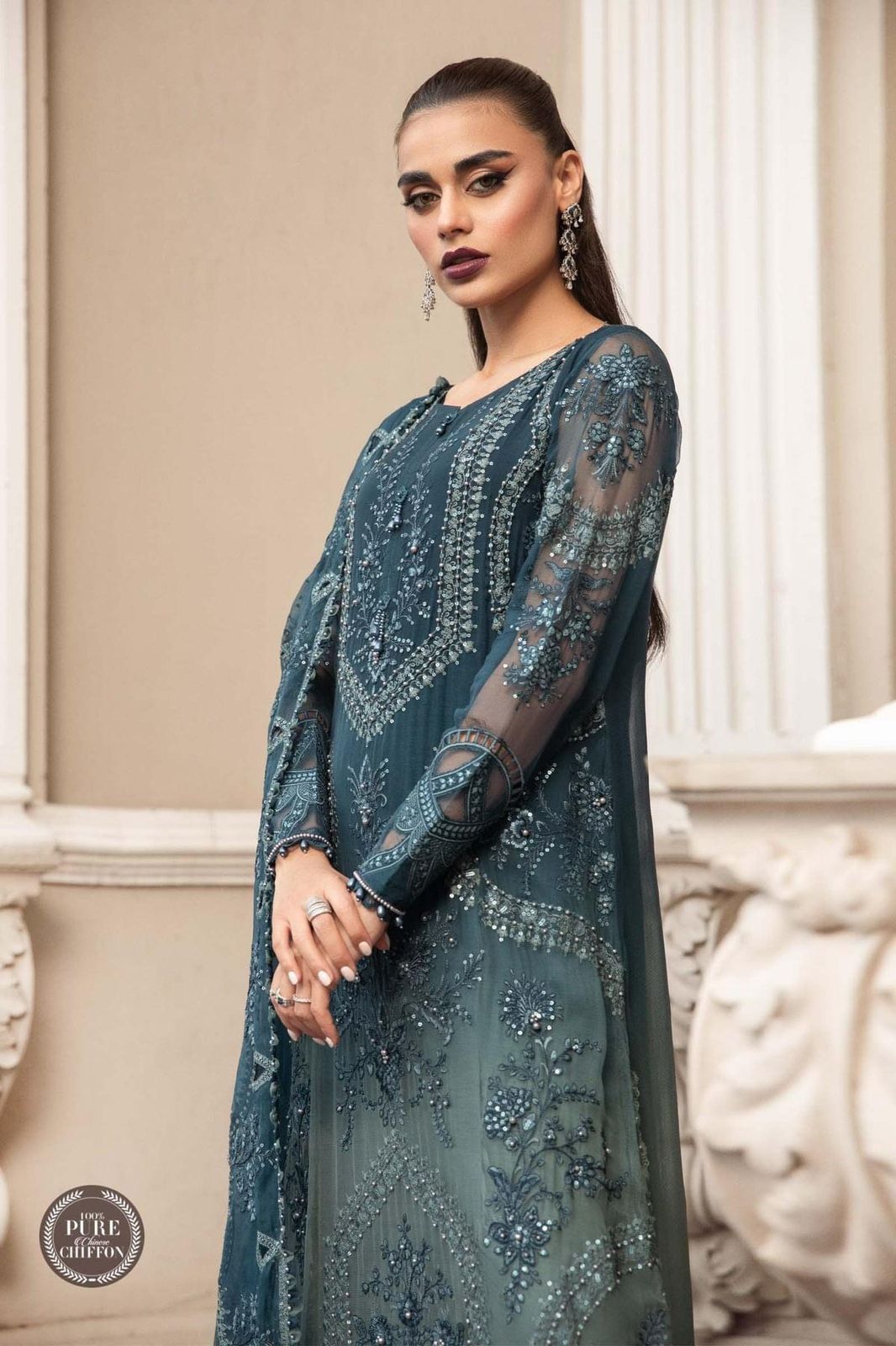 MARIA B LUXURY WEDDING EMBROIDERED CHIFFON - 3 PC UNSTITCHED