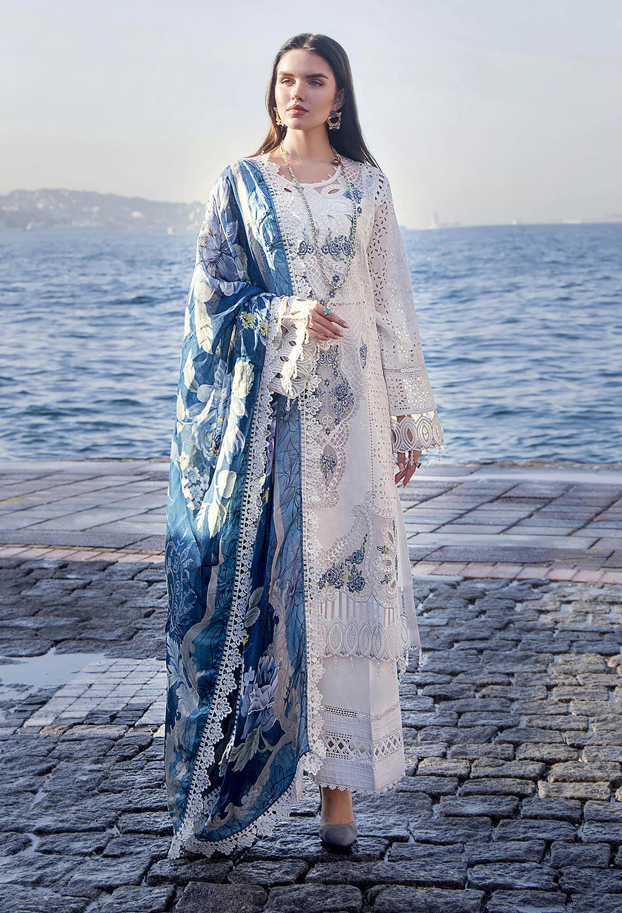 ADNAN LIBAS LUXURY CHIKANKARI EMBROIDERED LAWN - 3 PC UNSTITCHED