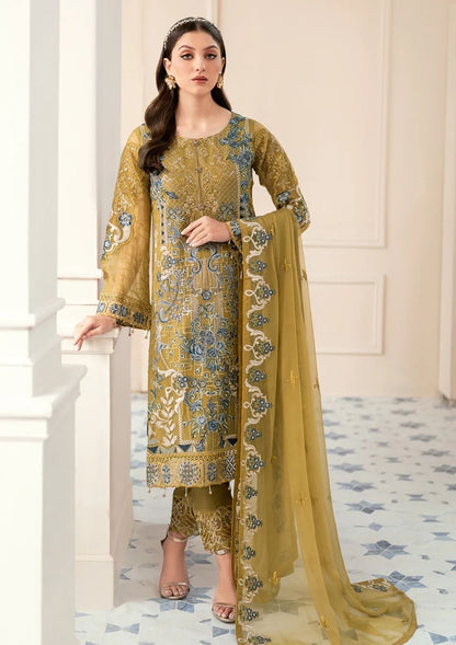RAMSHA LUXURY WEDDING EMBROIDERED ORGANZA - 3 PC UNSTITCHED