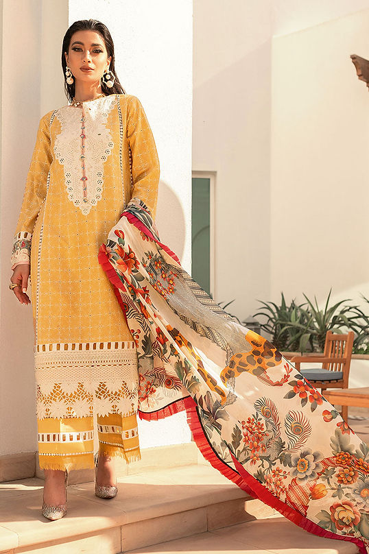 MUSHQ LUXURY EMBROIDERED CHIKANKARI LAWN - 3 PC UNSTITCHED SUIT