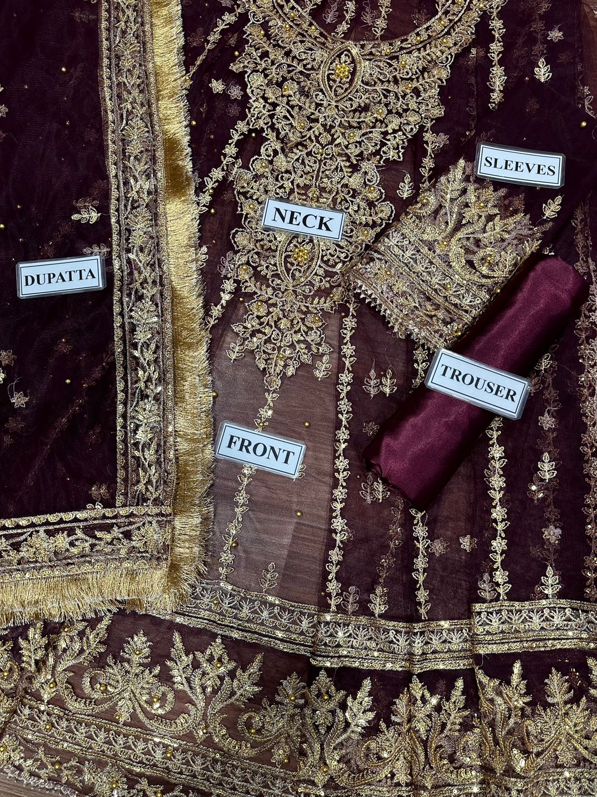 ASIM JOFA LUXURY WEDDING EMBROIDERED NET FROK - 3 PC UNSTITCHED