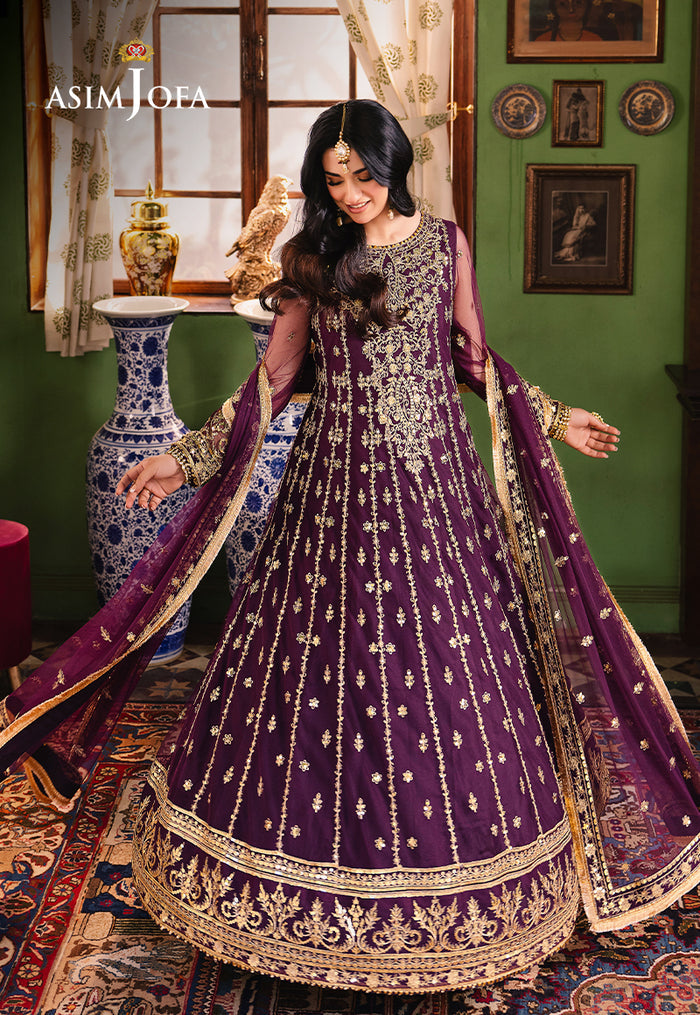 ASIM JOFA LUXURY WEDDING EMBROIDERED NET FROK - 3 PC UNSTITCHED