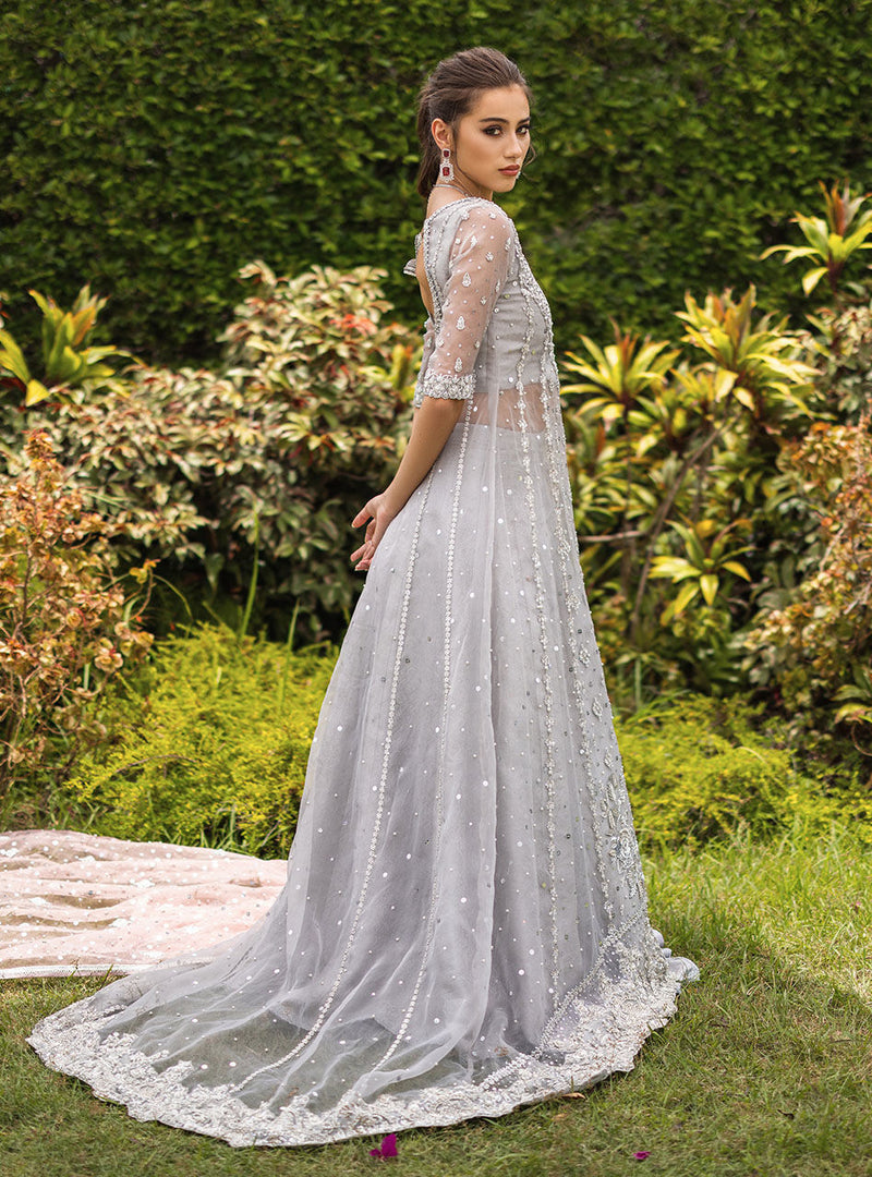 ZAINAB CHOTTANI LUXURY WEDDING EMBROIDERED NET FROK - 3 PC UNSTITCHED